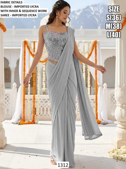 YNF Ready-To-Wear Premium Lycra Designer Saree with Elegant Handwork