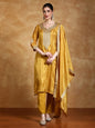 KF Zari Embroidered Yoke Kurta With Trousers And Dupatta