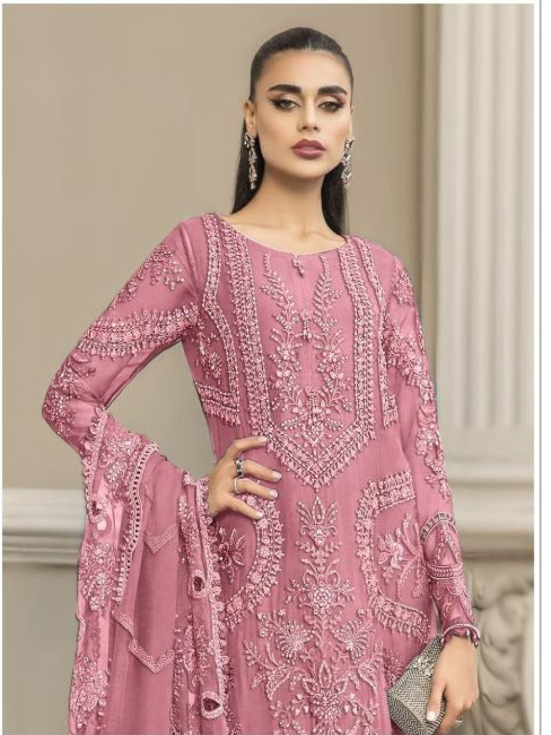 CE Unstitched Pakistani Salwar Suit - Heavy Chiffon Embroidery with Hand Khatli Work