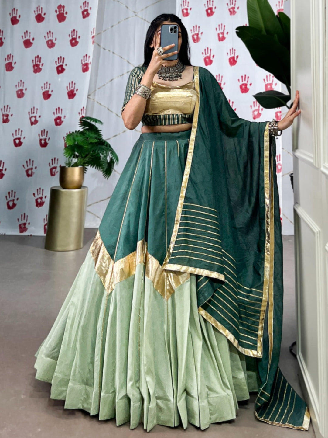 ES Premium Pure Chanderi Lehenga Set with Zari & Gota Patti