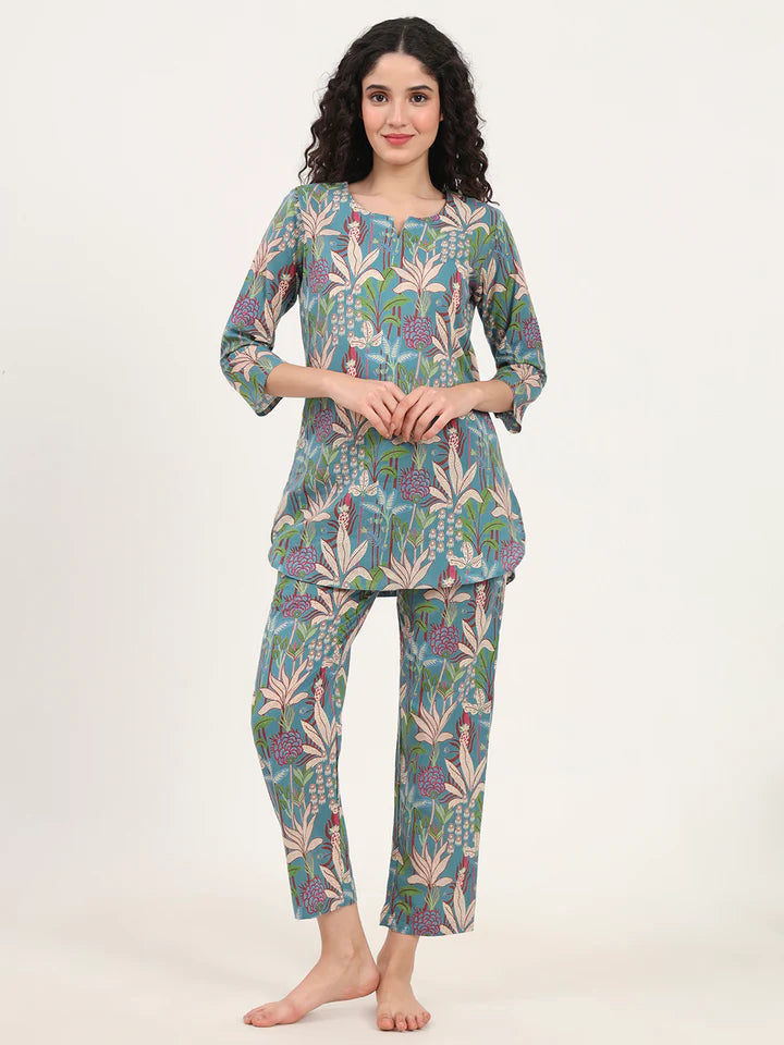 Divena Round & Collared Neck Cotton Night Suits with Payjama