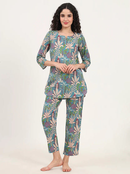 Divena Round & Collared Neck Cotton Night Suits with Payjama