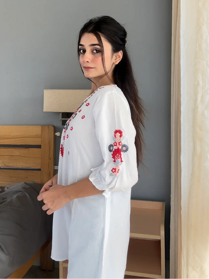 YNF Fully Stitched Western Tunic Top - Heavy Rayon Fabric & Embroidery