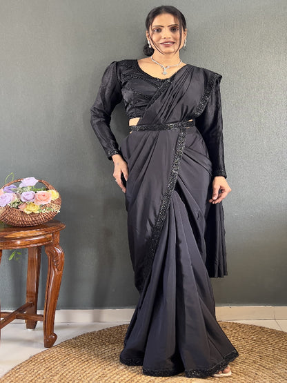 ES Elegant Natural Readymade Silk sarees & Blouse with Hand Work