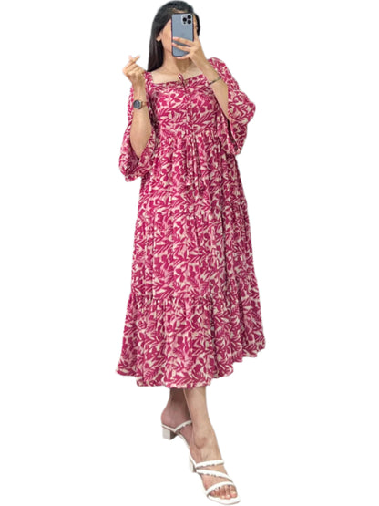ES Women Georgette Multicolor Floral Printed Frock
