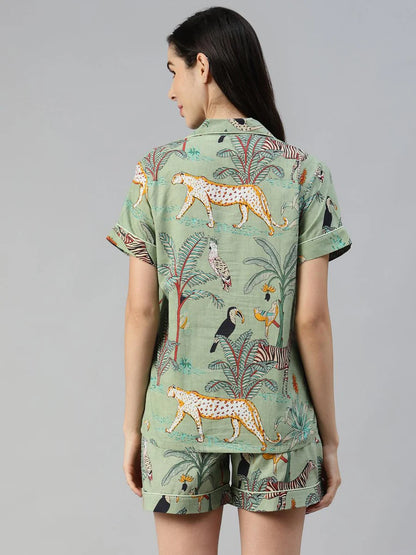 Divena Multi Color Cotton Floral Print Night Suit