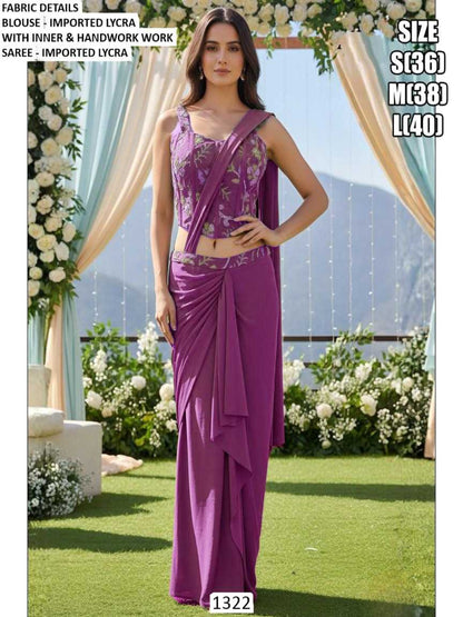 YNF Ready-To-Wear Premium Lycra Designer Saree with Elegant Handwork
