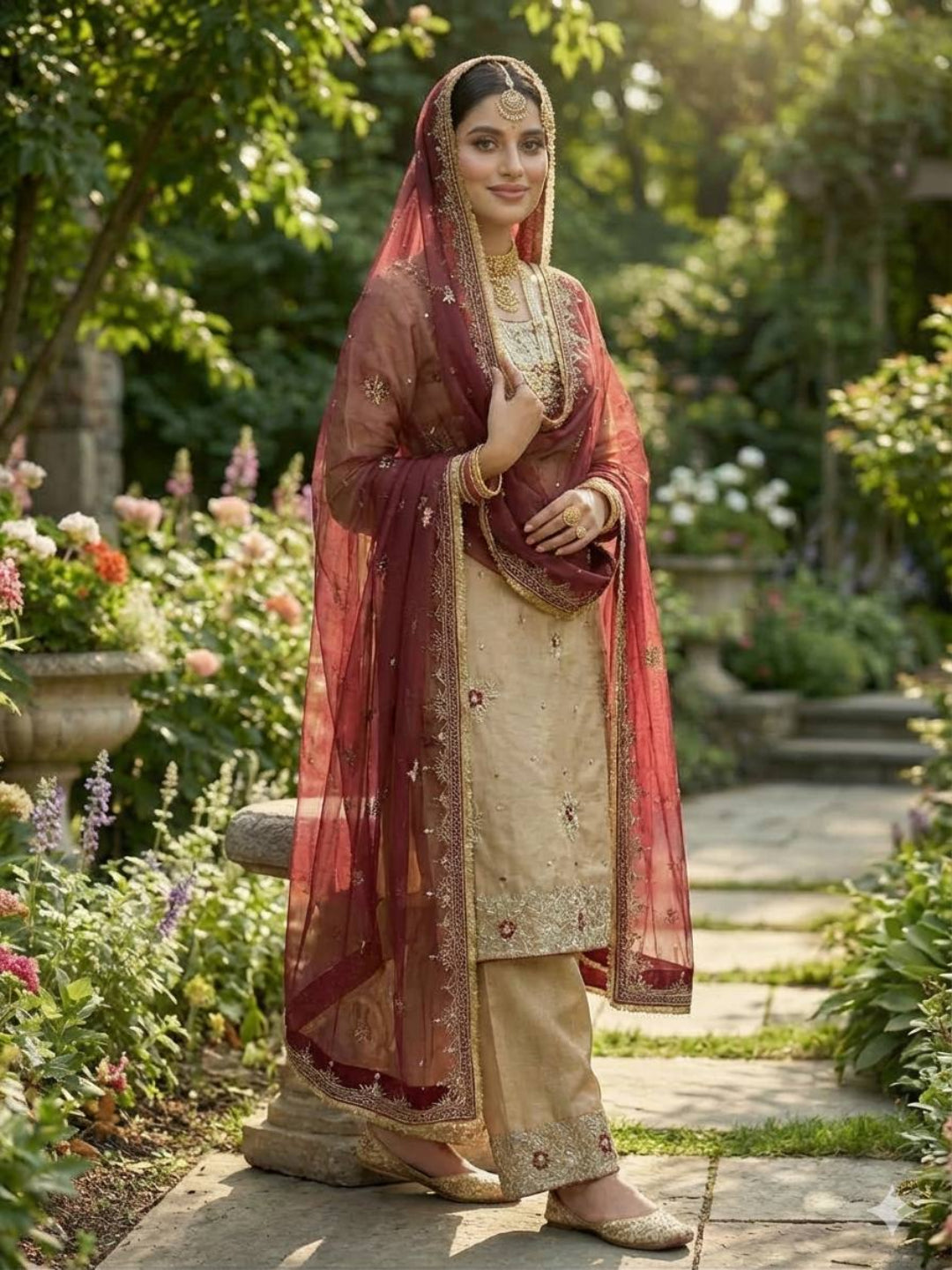 Women's Pure GMY Silk Heavy Sequence Embroidered Kurta Palazzo Set with Dupatta-RE