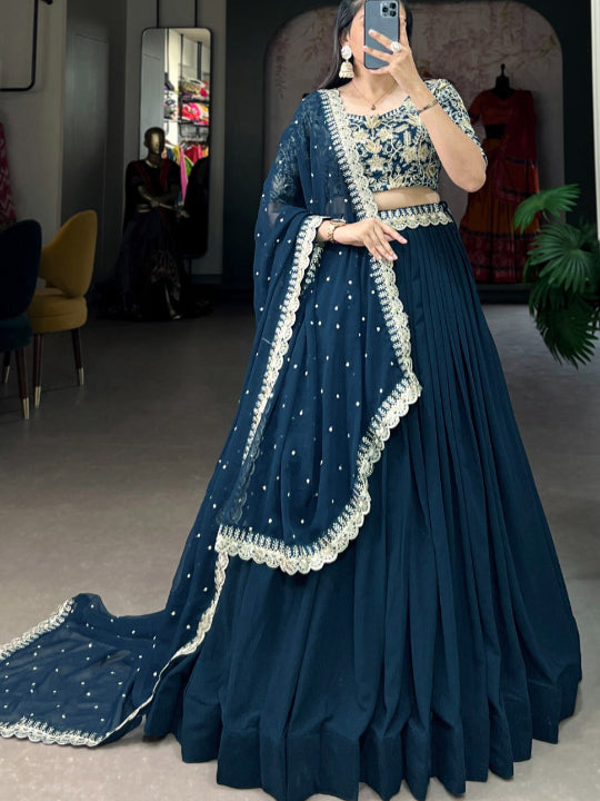 ES Georgette Lehenga Choli and an Intricately Embroidered Banglory Blouse