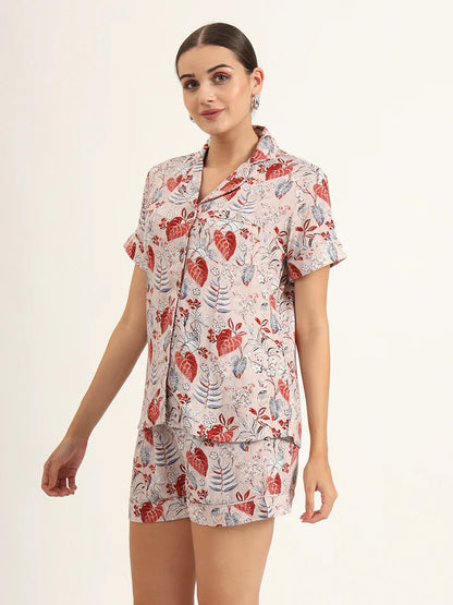 Divena Floral Multi Color Pure Cotton Printed Night Suit