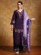 KF Floral Heavy Thread Embroidered Schffili Hem Kurta with Trouser & Dupatta