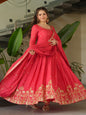 ES Designer Gown Chinnon Fabric With Embroidery, Zari & Sequin Work