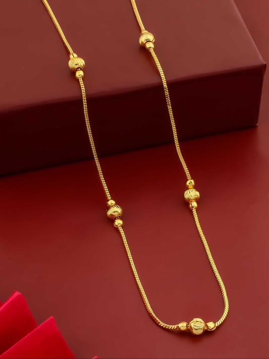 YNF Stylish Gold-Plated Necklace with Pearl Detailing for women (Non-Adjustable)