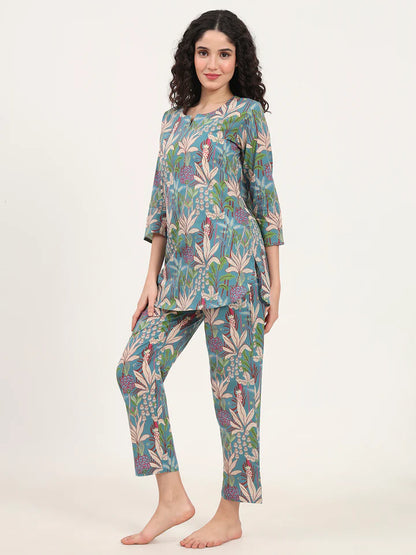 Divena Round & Collared Neck Cotton Night Suits with Payjama