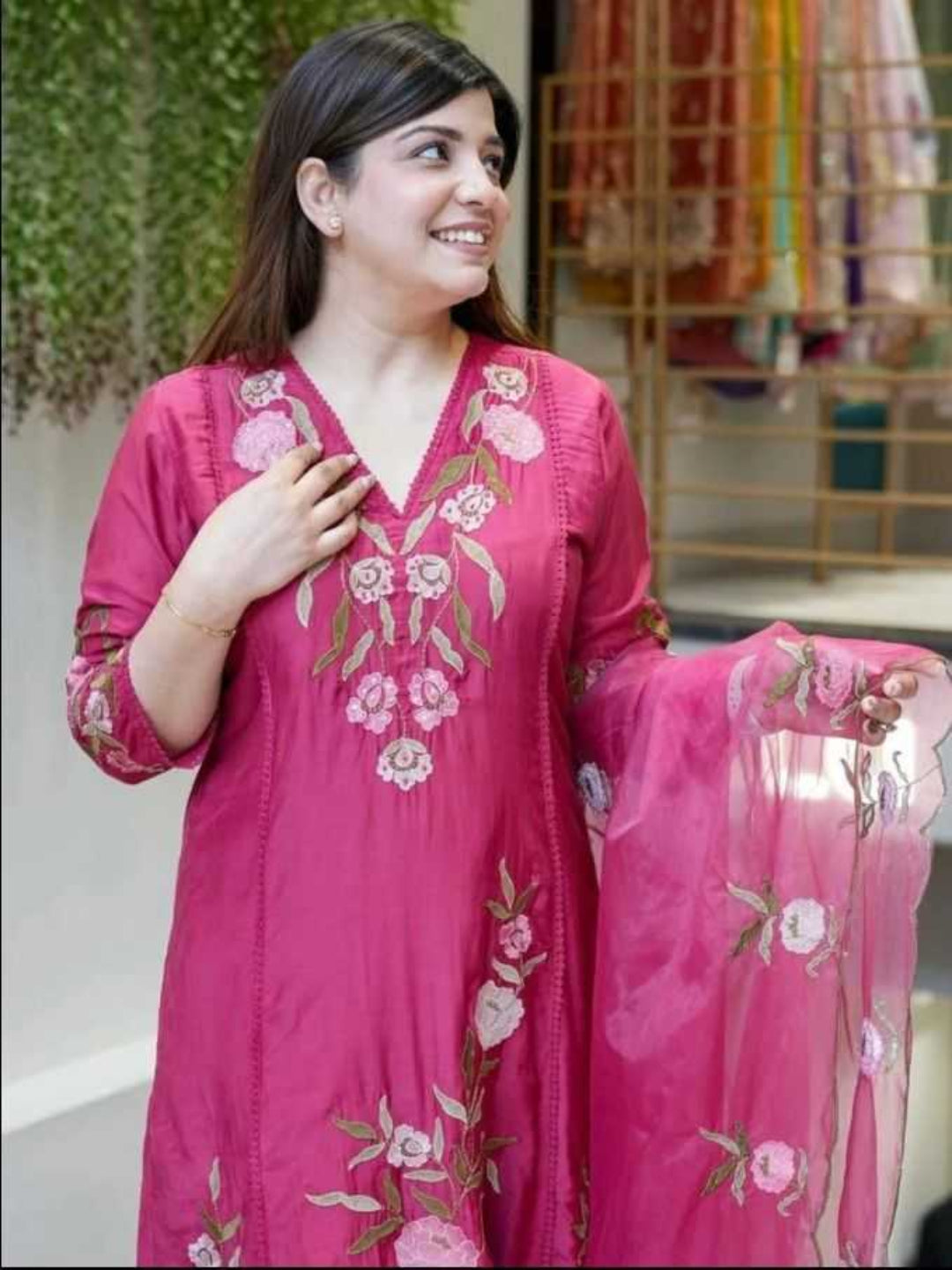 YNF Premium Chanderi Silk Embroidered Suit with Organza Dupatta