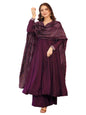 YNF Vichitra Silk Purple Anarkali with Plazzo & Chanderi Dupatta