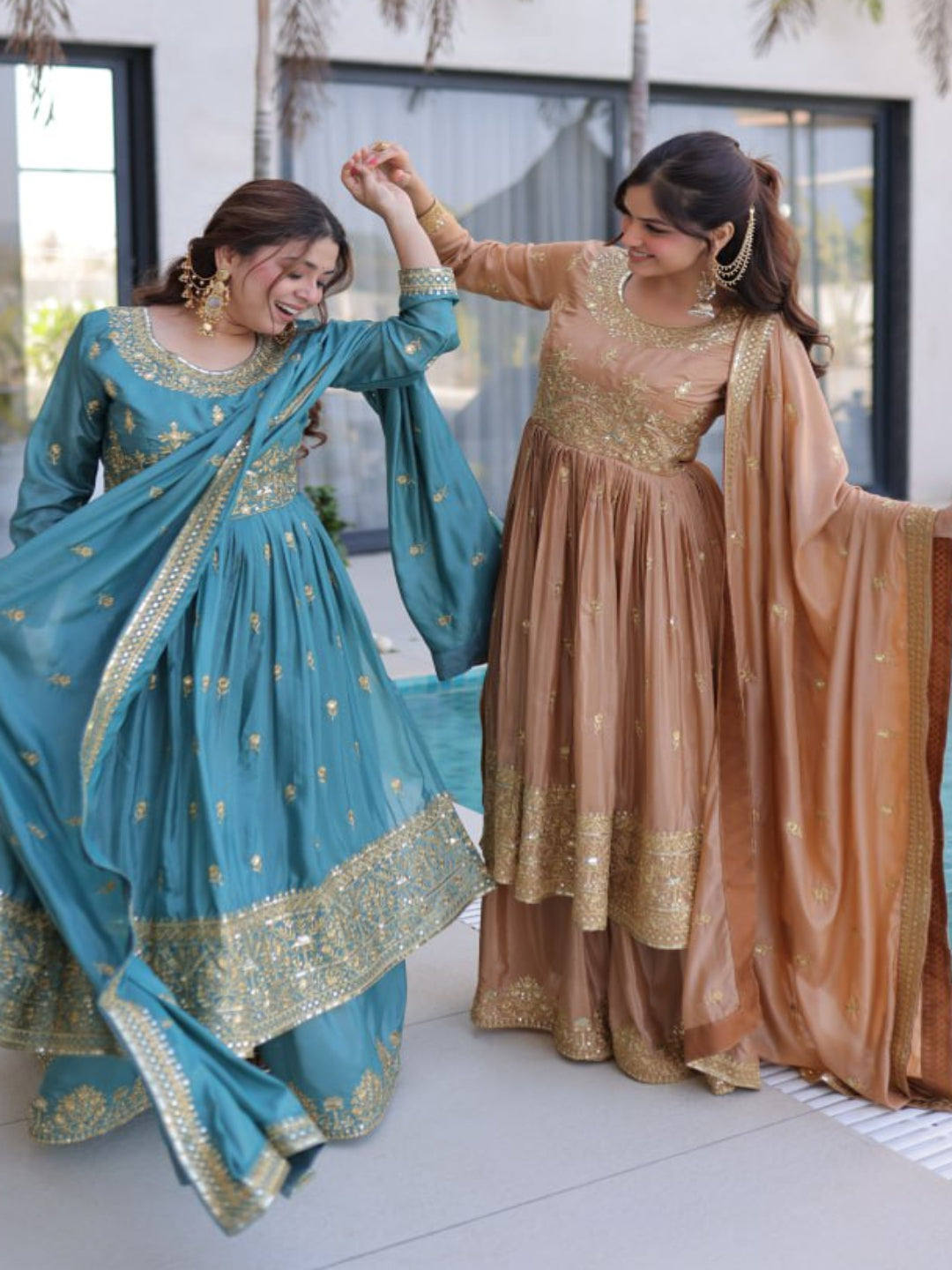 ER Heavy Party Wear Super Silk Sharara Suit with Embroidered Dupatta