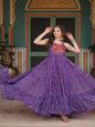 ES Bandhani Printed Sleeveless Gown with kutchi patchework in Faux Georgette.