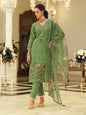 KF Women Floral Motif Thread Embroidered & Orangza Lace Detailed Kurta With Trouser & Dupatta