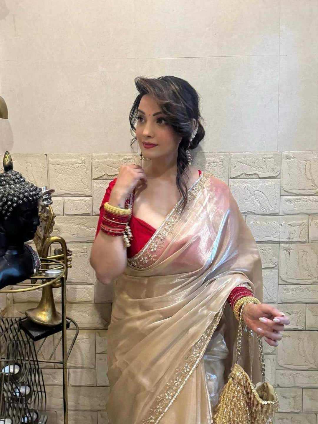 YNF Designer Soft Jimmi Choo Saree with Exquisite Katdana & Sequin HandworkY