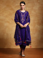 KF Floral Motif Thread Embroidered Yoke Kurta with Trouser & Dupatta