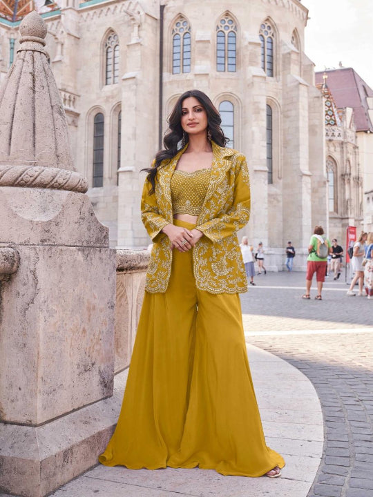 ES Trending Premium Silk Embroidered Work Plazzo Salwar Suit for Women