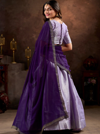 ES Elegant Jacquard Silk Lehenga Set with Weaving Work and Georgette Dupatta