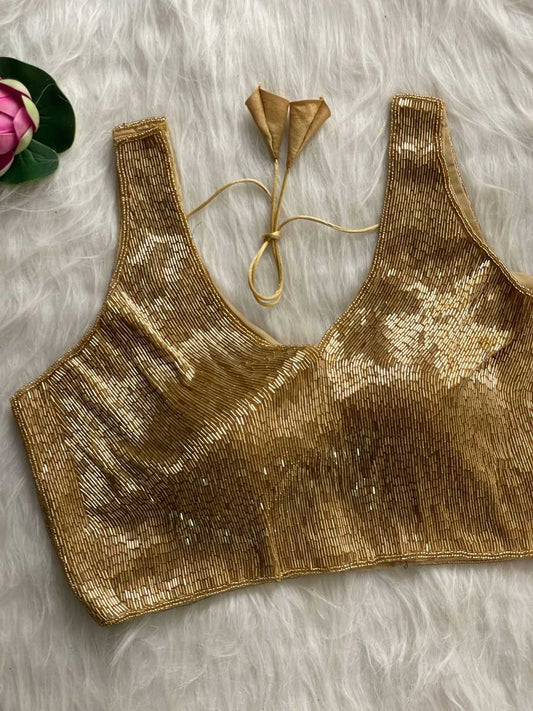 YNF Designer Silk Blouse with Pure Handwork Embroidery (Pearl & Moti Work) RTW