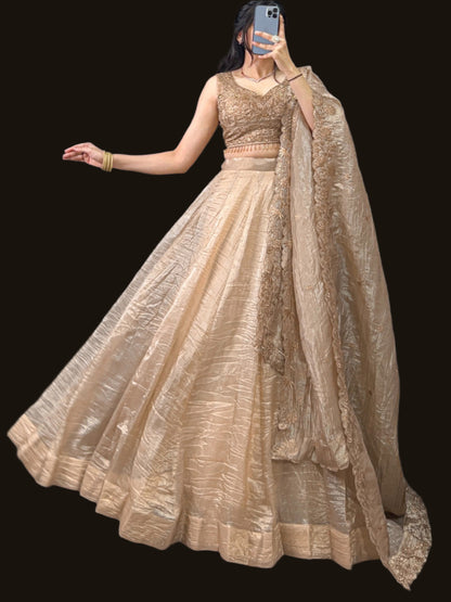 ES Gold Crush Wedding Lehenga, Blouse & Dupatta Set