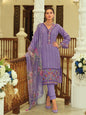KF Women Floral Motif Thread Embroidered & Orangza Lace Detailed Kurta With Trouser & Dupatta
