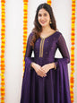 ES Elegant Hand-Embroidered Rangoli Silk Gown with Dupatta