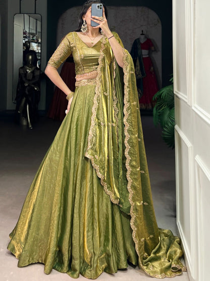 ES Stitched Fendi Lehenga Set with Thread & Sequin Embroidery – Festive Wear