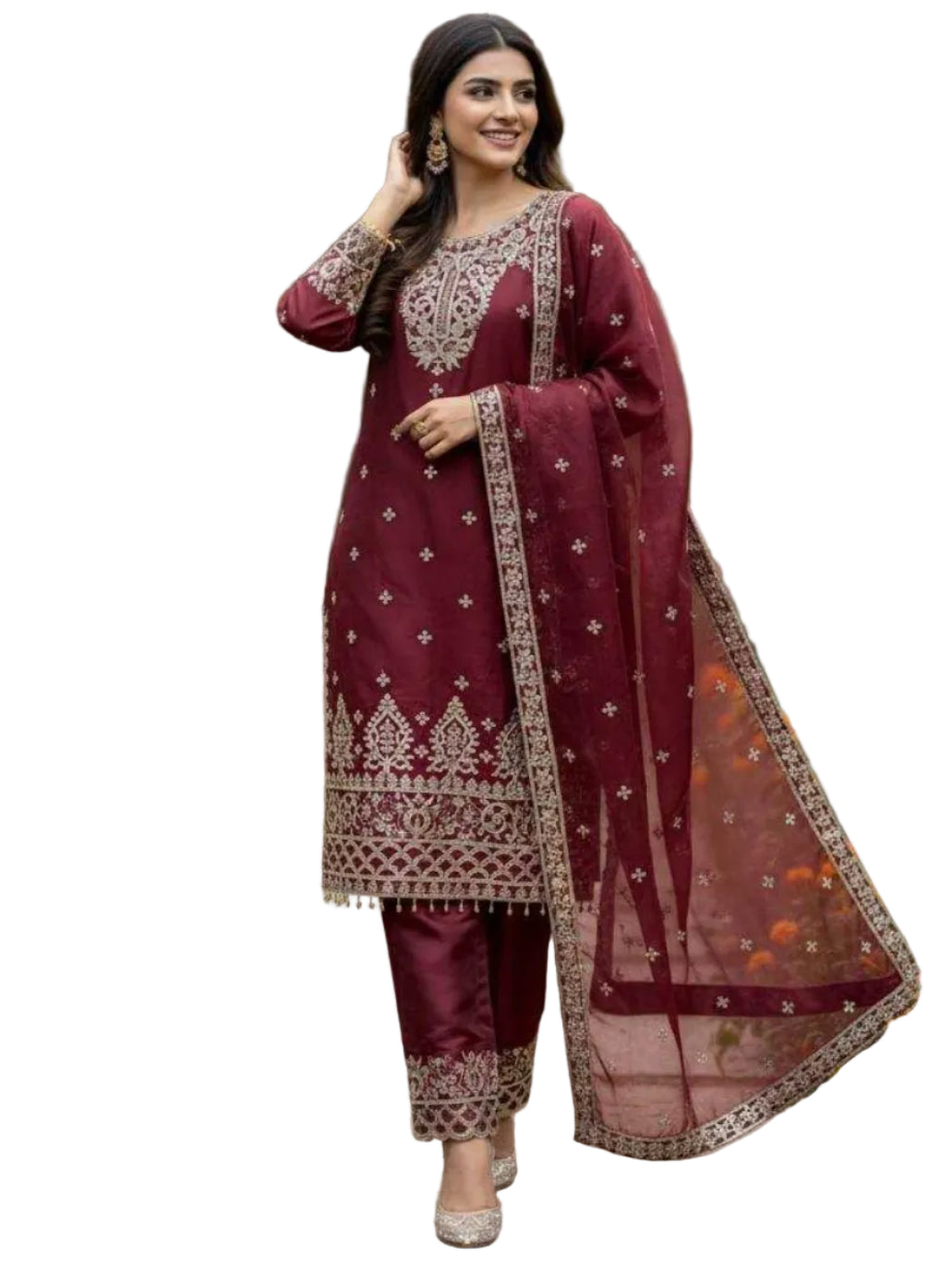 WT Designer GMY Silk 3-Piece Set - Heavy Sequence Embroidery Ready-to-Wear Suit
