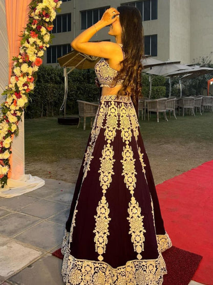 ES Heavy Kasturi silk lehenga with thread & sequins work