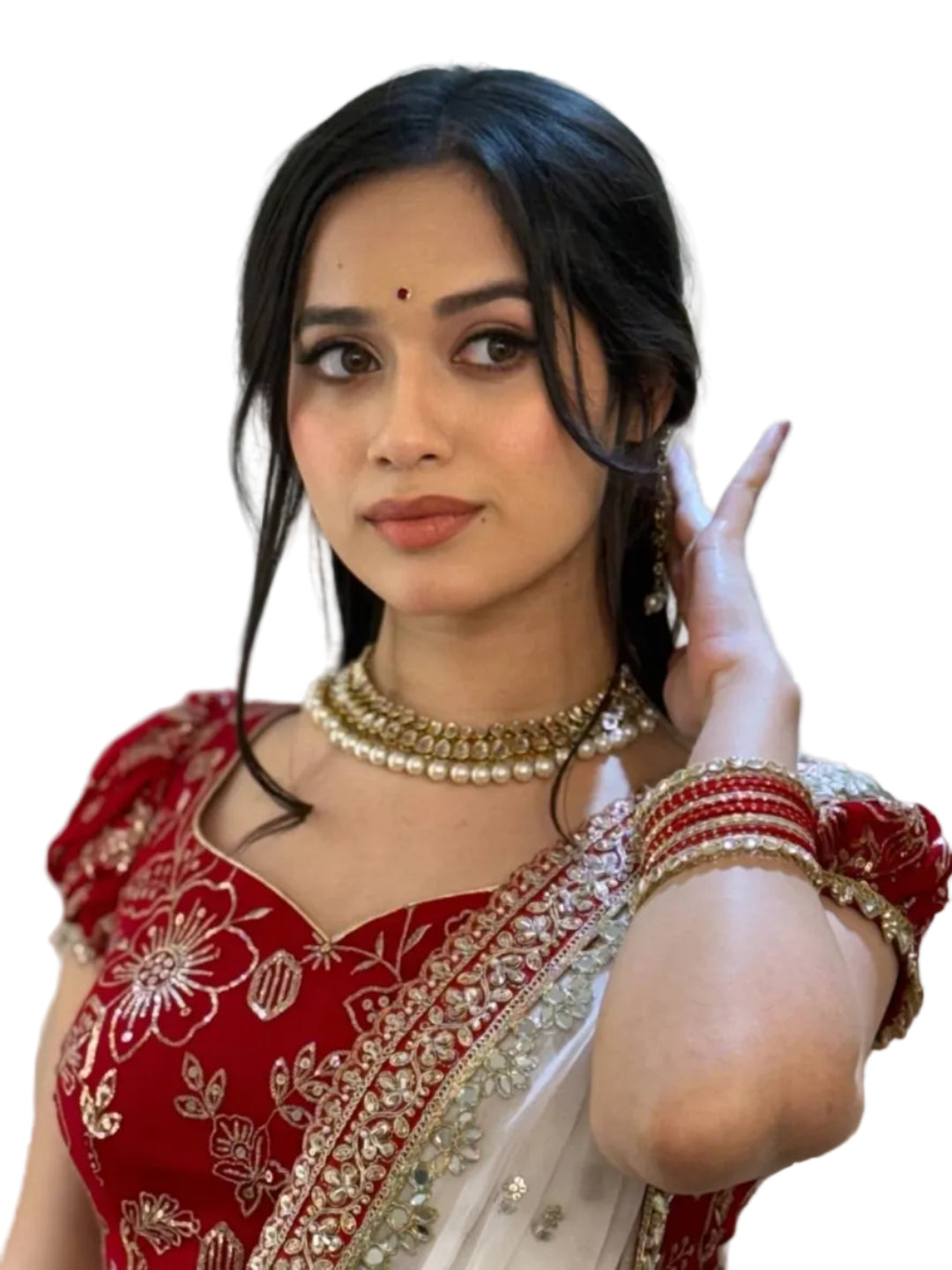 RE_YN Designer Faux Georgette Saree with Real Mirror & 5mm Sequins Work