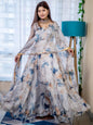ES New Party Wear Organza Taby Silk Gown Set with Dupatta