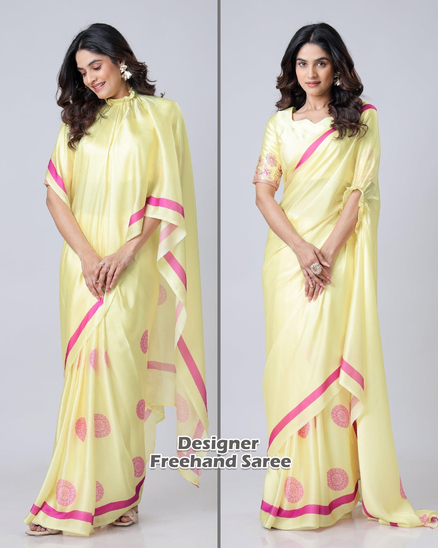 ES Designer Premium Satin Silk Ready To Wear Sarees - New Arrival