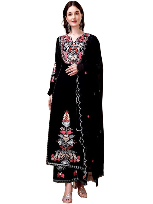 YNF Elegant 3-Piece Floral Embroidered Kurta Set for Festive Wear