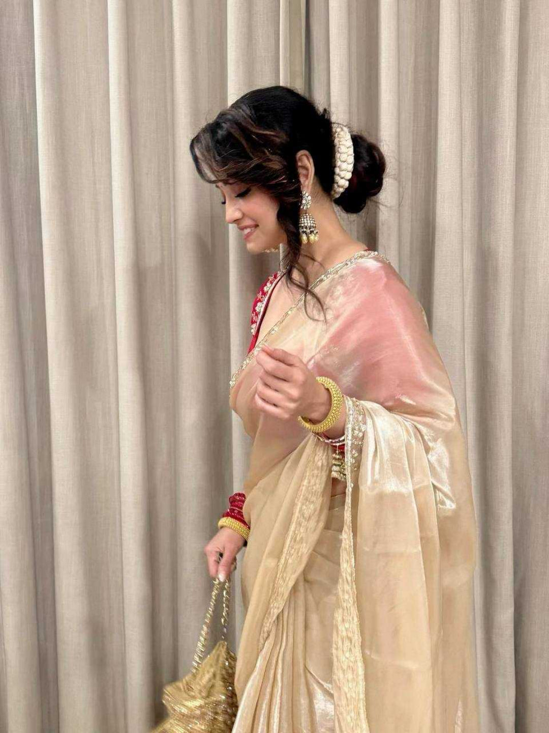 YNF Designer Soft Jimmi Choo Saree with Exquisite Katdana & Sequin HandworkY