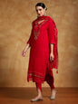 KF Floral Motif Thread Embroidered Yoke Kurta with Trouser & Dupatta