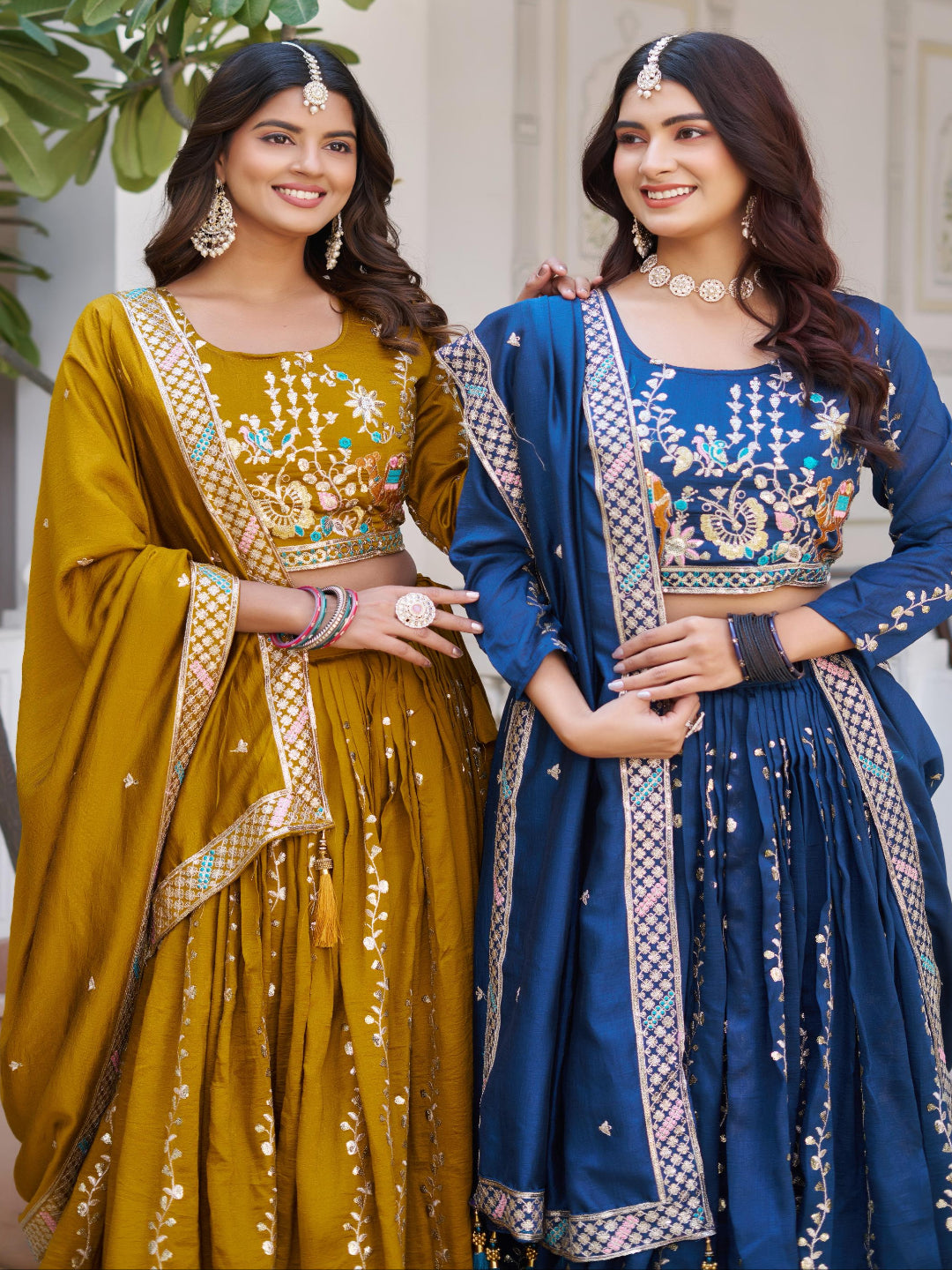 ES Pure Vichitra Silk Lehenga Choli with Heavy 3mm Sequence & Thread Embroidery