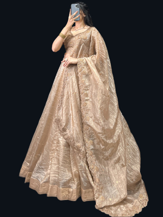 ES Gold Crush Wedding Lehenga, Blouse & Dupatta Set