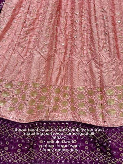 ES Soft Georgette Partywear Lehenga Choli With Sequin and cotton thread
