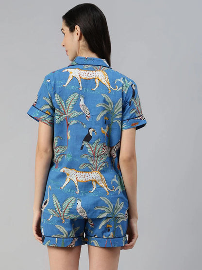 Divena Multi Color Cotton Floral Print Night Suit