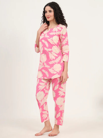 Divena Round & Collared Neck Cotton Night Suits with Payjama