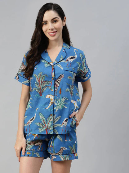 Divena Multi Color Cotton Floral Print Night Suit