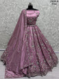 ES Gold Crush Pure Fabric Lehenga with Motif & Crystal Pipe Handwork