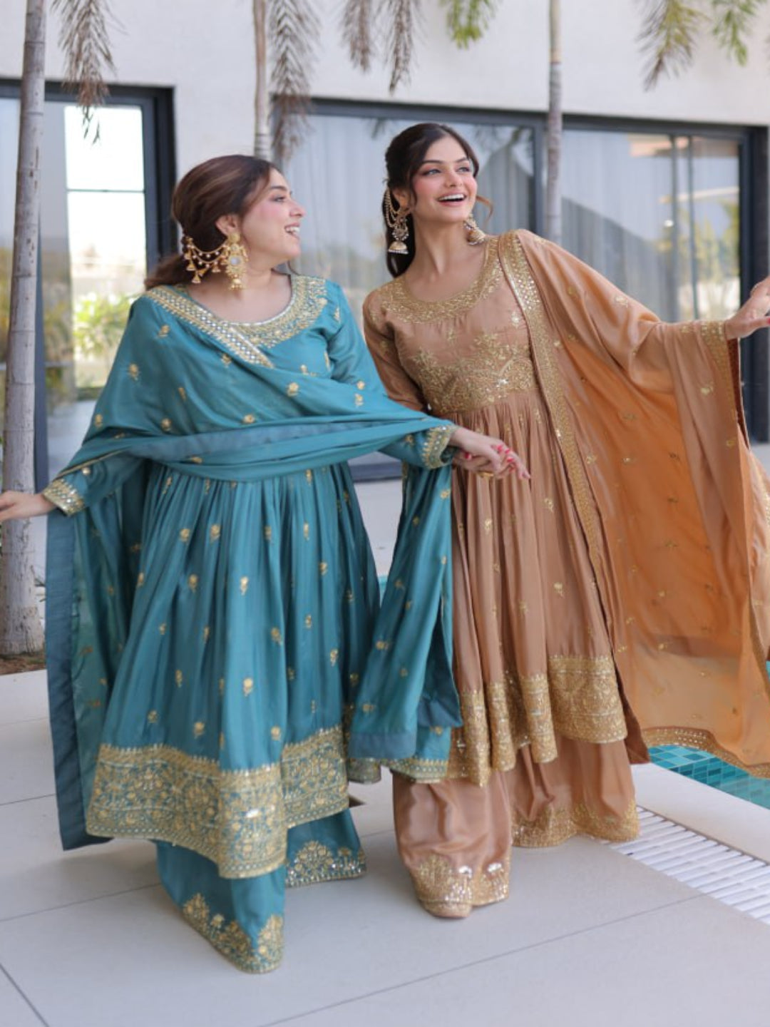 ER Heavy Party Wear Super Silk Sharara Suit with Embroidered Dupatta