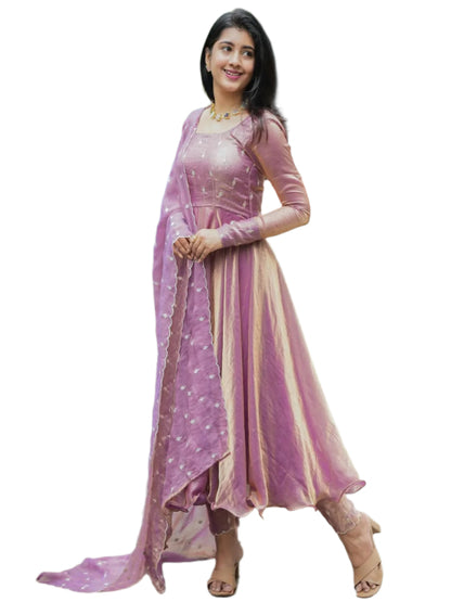 ES Women Premium Space Silk Gown & Dupatta with Sequence Embroidery Work