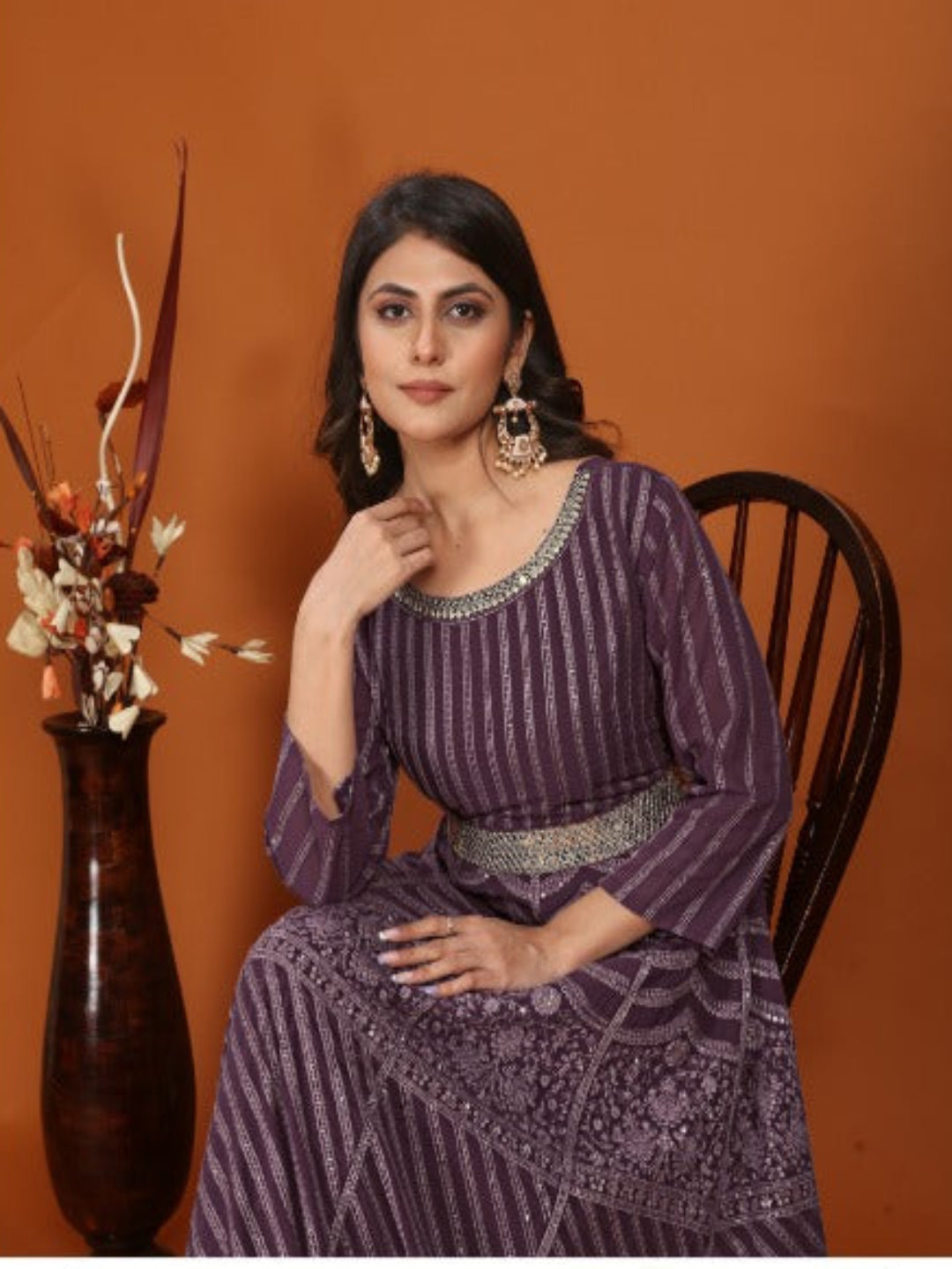 MV Premium Fox Georgette With Heavy Embroidery Work Gown & Dupatta